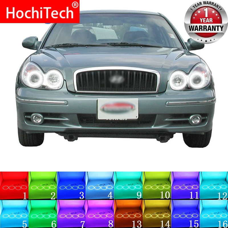 

Latest Headlight Multi-color RGB LED Angel Eyes Halo Ring Eye DRL RF Remote Control for Hyundai Sonata 2002-2005 Accessories
