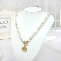 fashion pearl necklaces bracelets set for women vintage classic portrait coin choker necklaces charm female wedding jewelry