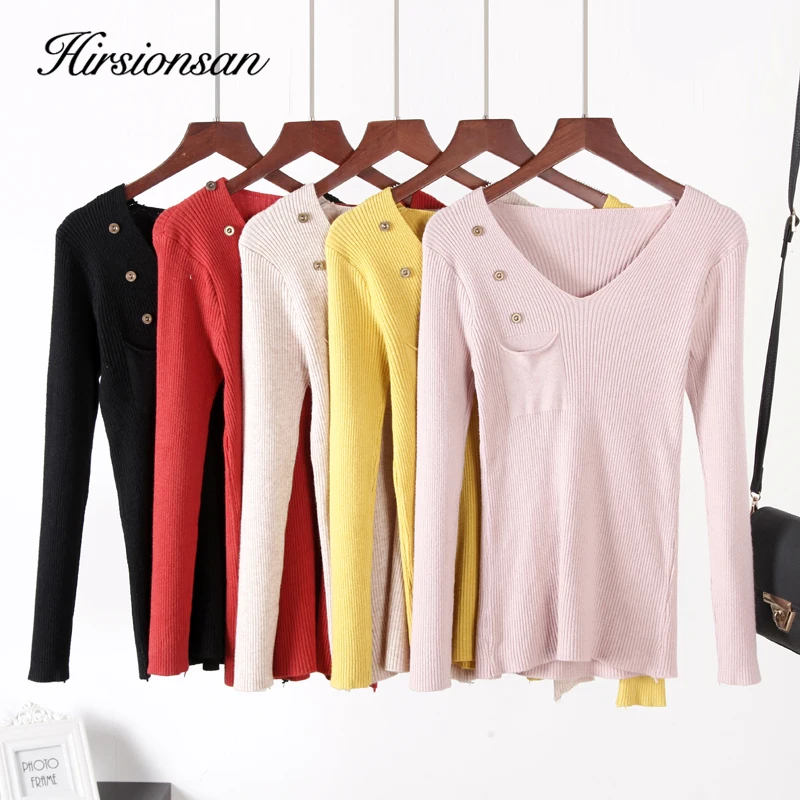 Женский Однотонный свитер Hirsionsan тонкий трикотажный Мягкий Розовый пуловер на