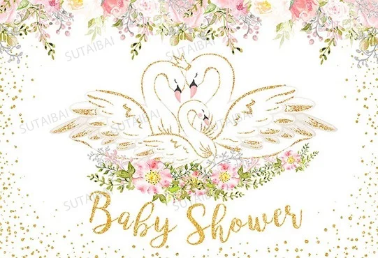 

Swan Birthday Party Child Decoration Backdrop Floral Princess Girls Baby Shower Photo Background Photography Backdrop Studio
