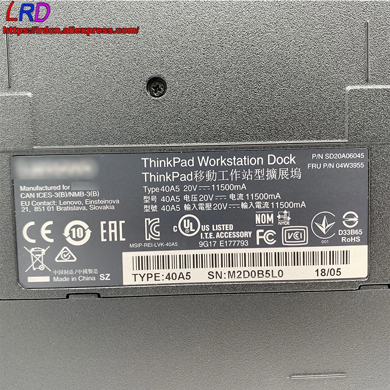 Новая Оригинальная док-станция 40A5 с адаптером питания переменного тока 230 Вт для