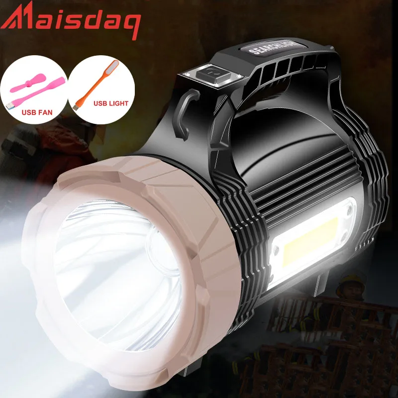 Powerful Searchlight XHP90 30W ABS Large Light Cup Spotlight 500 Meters Long-range Flashlight With Sidelight Super Bright