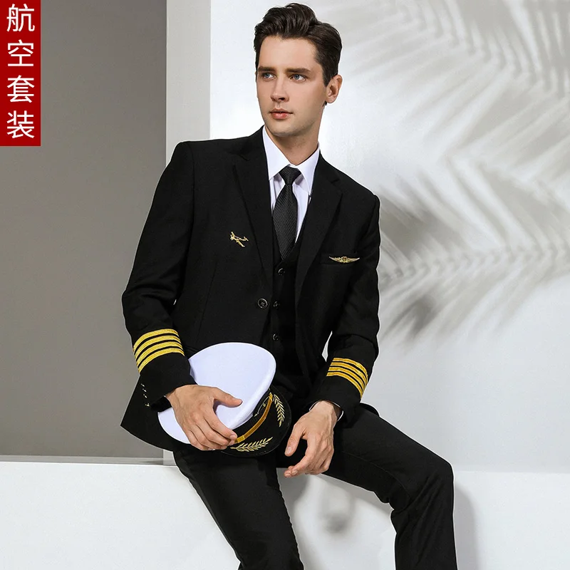 Международная авиационная Униформа костюмы куртка+ брюки Air China одежда пилота Мужской безопасности Супервайзер менеджер профессиональный костюм