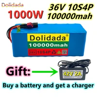 original 36v battery 10s4p 100ah battery pack 1000w high power battery 42v 100000mah electric bicycle bms free 42v2a charger