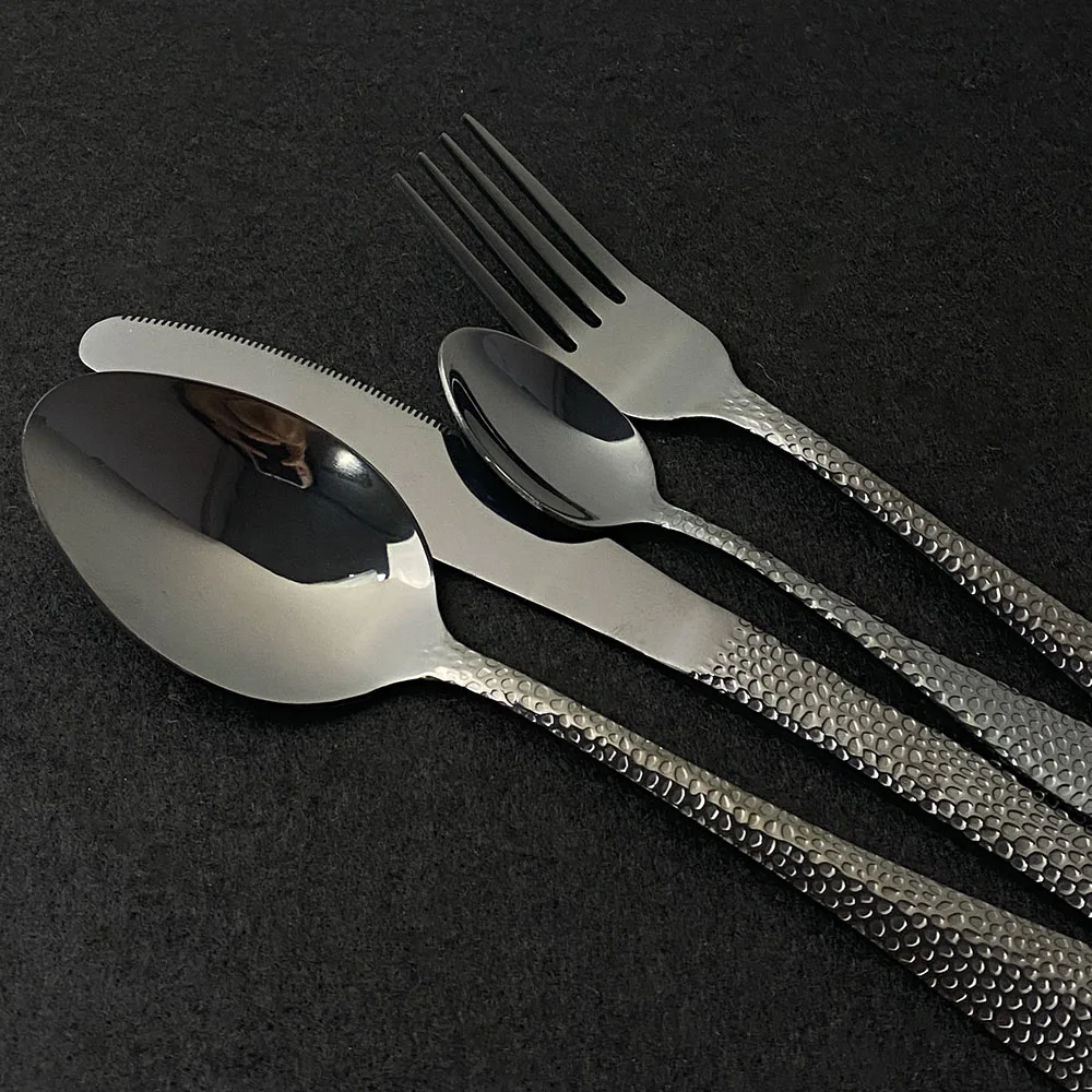 

20Pcs Set Steel Dinnerware Spoon Fork 304 Stainless Dinner Knife Dessert Black Cutlery Kitchen Western Tableware Set Silverware