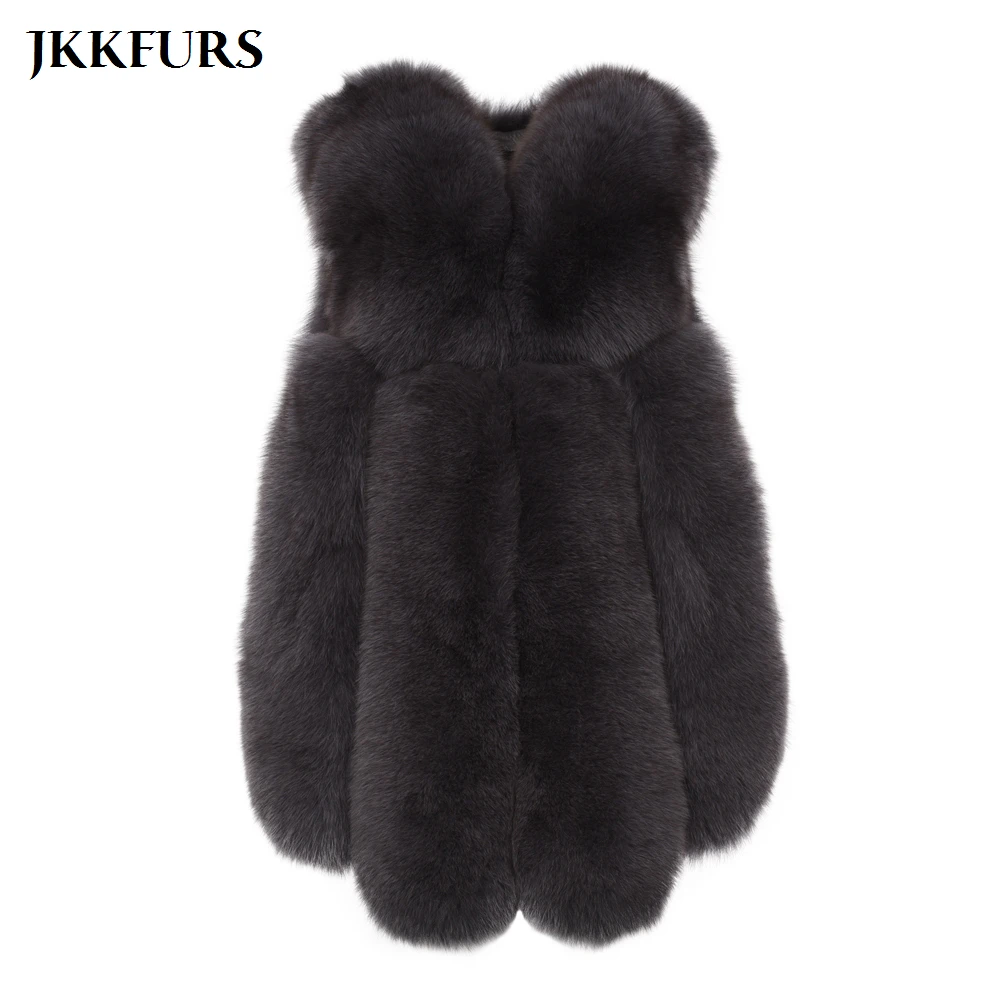 Женский меховой жилет теплая зимняя безрукавка из натурального Лисьего меха S7432 |