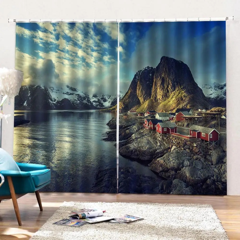 Набор занавесок для душа 3D украшение дома и озера снежный Горный пейзаж с принтом