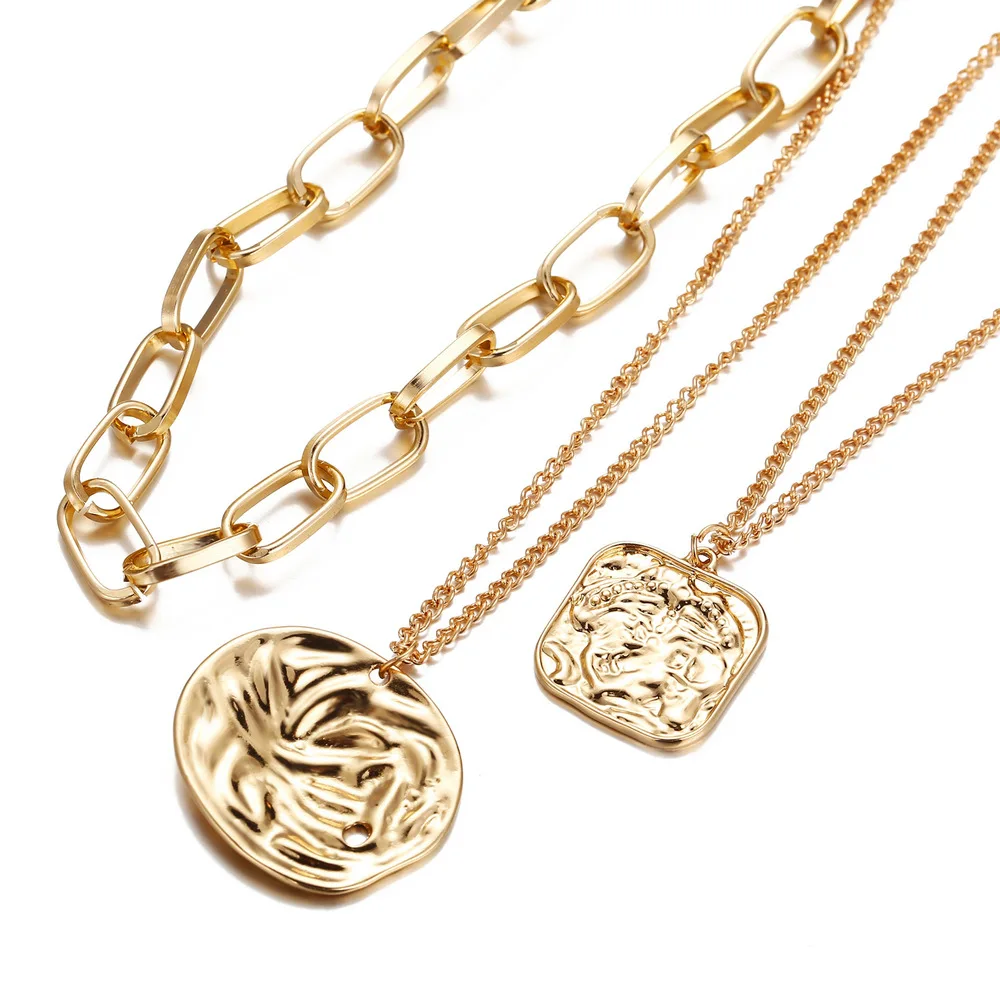 

Vintage Multilayer Chain Coin Gold Pendant Necklaces For Women Punk Choker Necklace 2020 Fashion Minimalism Jewelry Party Gift