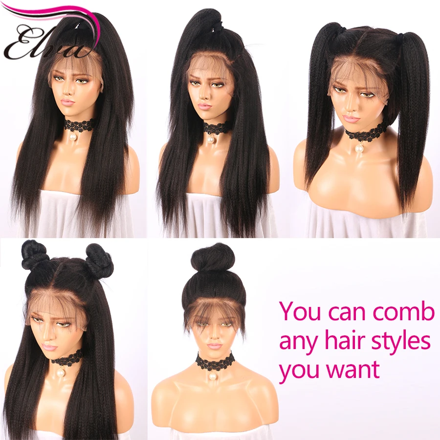 150% 13х6 кружевные передние человеческие волосы парики для черных женщин Yaki прямые