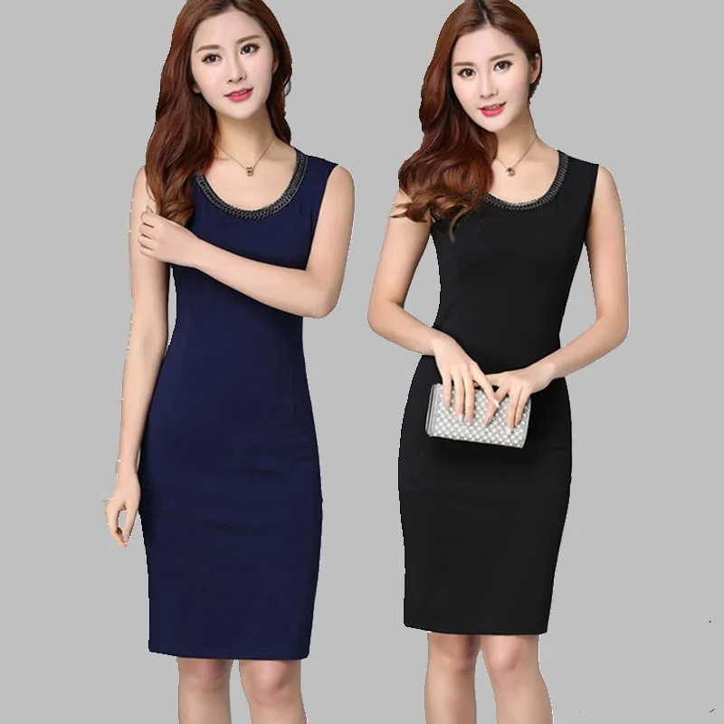 Летнее эластичное женское платье без рукавов 2020 повседневное черное тонкие