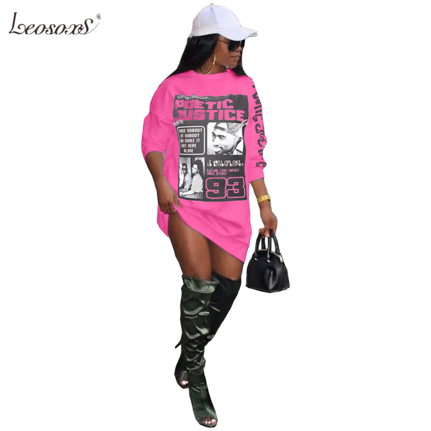 

Autumn Winter Women's Dress Letter Character Print O-neck Long Sleeve Sweatshirts Slim Streetwear Fashion Dress