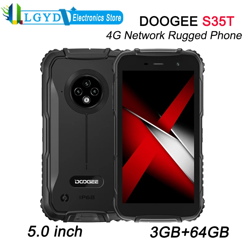 

DOOGEE S35T Rugged Phone IP68 Waterproof 3GB RAM+64GB ROM 5.0 inch Android 11 UNISOC UMS312 Quad Core up to 2.0GHz 4G Network
