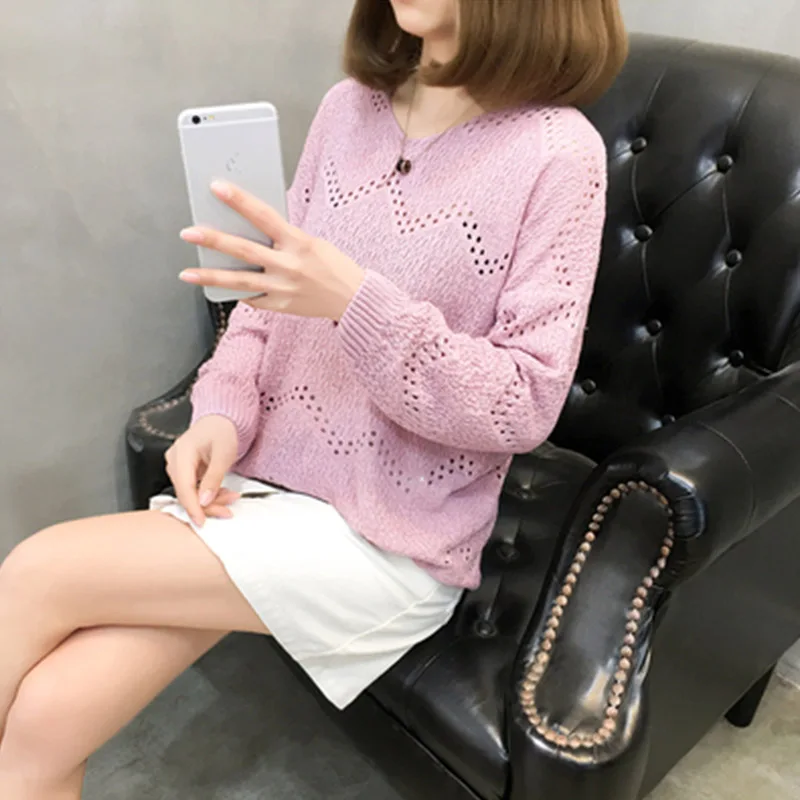 2019 Spring Autumn Warm Loose Knitting Pullover Sweater Women Korea Long Sleeved Female Side Slit Tops cc696 | Женская одежда