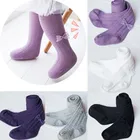 Носки для новорожденных Детские хлопковые кружевные Гольфы теплые чулки с бантиком длинные колготки, гольфы для девочек, колготки, зимние колготки для детей для девочек От 1 до 6 лет