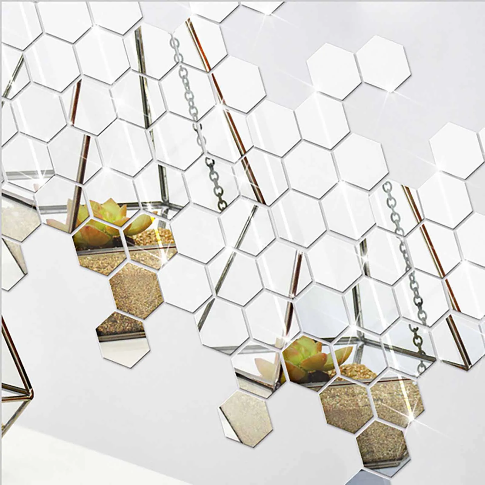 

New Creativity Hexagon Mirror Paste Acrylic Mirror Wall Paste Three Dimensional Wall Paste Living Room Wall Home Hanging Decor