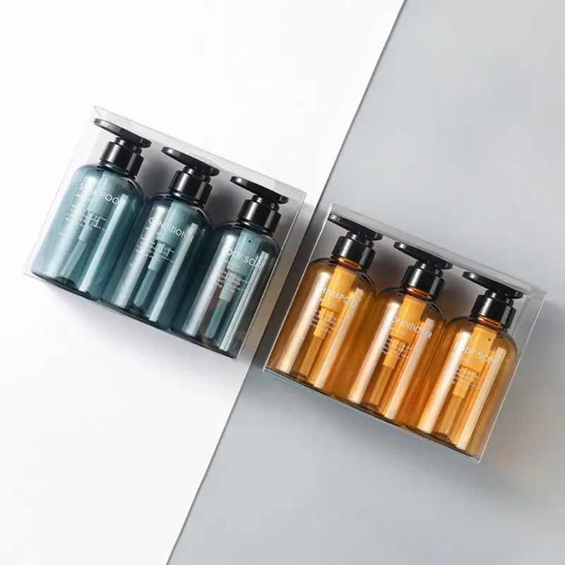 3pcs 500ml empty bottle set shampoo shower gel hair conditioner press pump soap dispenser bathroom refillable bottle free global shipping