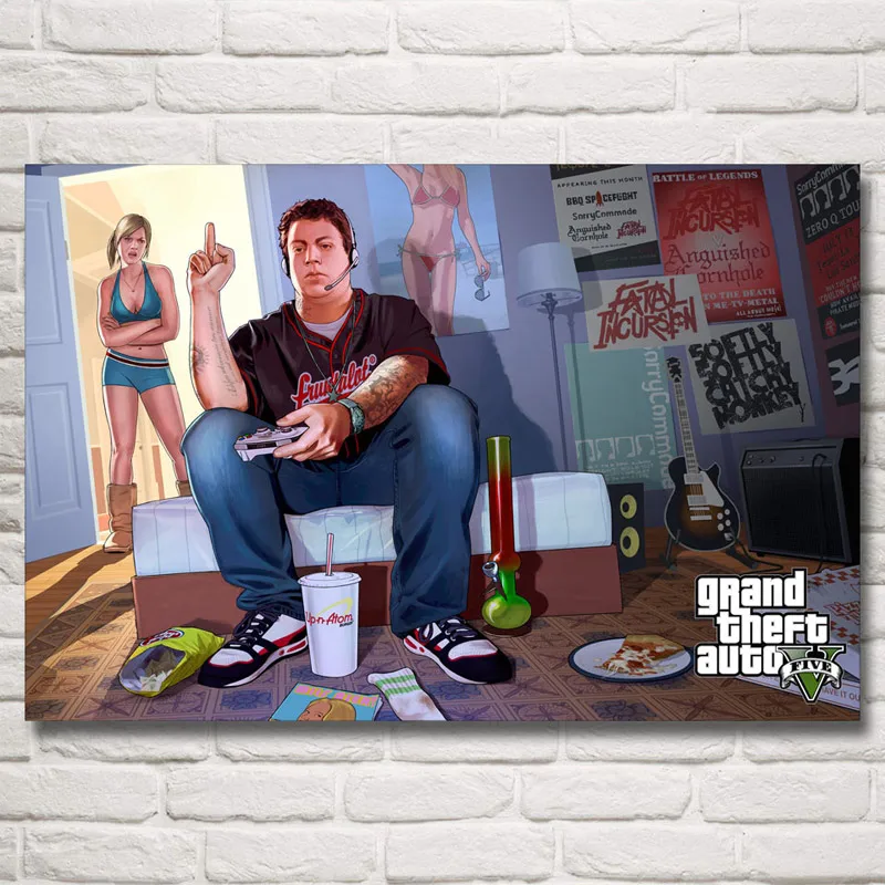 Foocome Grand Theft Auto V Art шелковые игровые постеры и принты GTA 5 украшения для дома картины