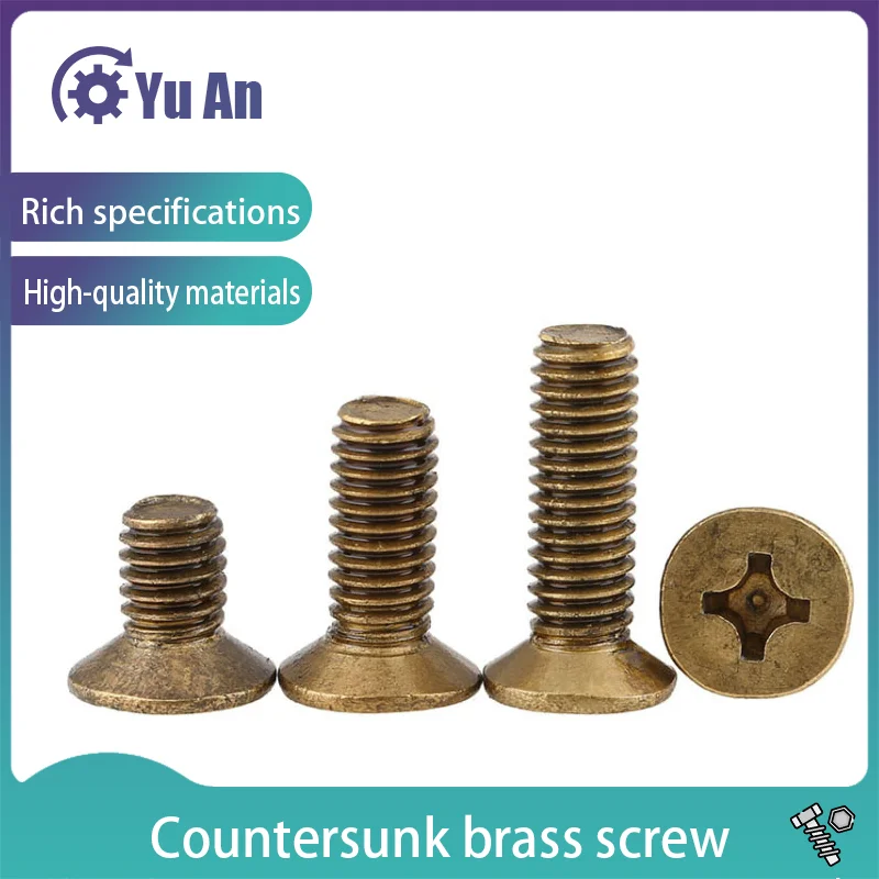 

Cross Countersunk Head Brass Screw KM GB819 Philip's Flat Head Brass Bolts Copper Machine Mini Screws M2 M2.5 M3 M4 30PCS