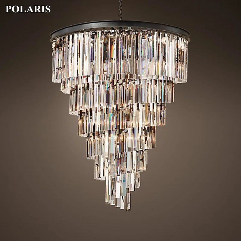 Роскошный винтажный Хрустальный подвесной светильник чехол для лестницы люстра