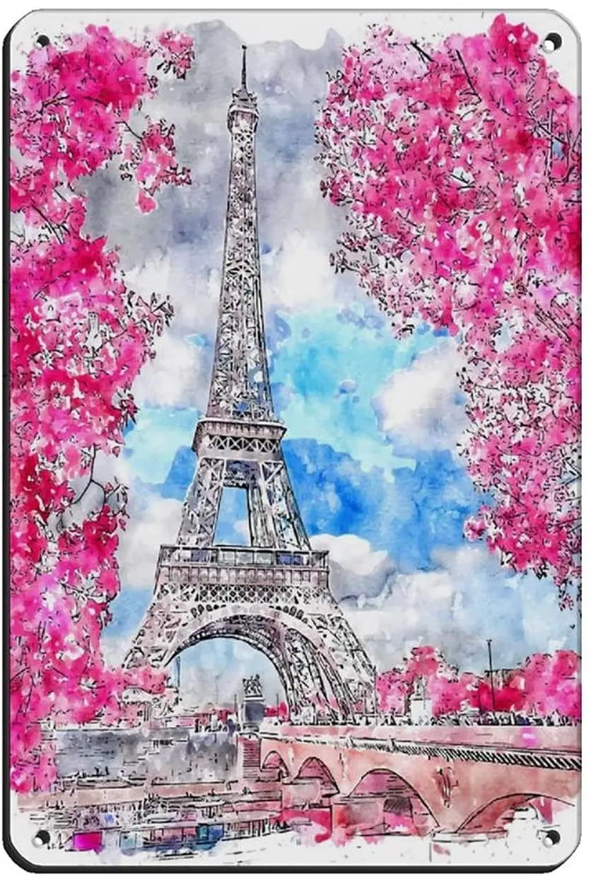 

Paris France Travel Poster Retro Poster Metal Tin Sign Chic Art Retro Iron Painting Bar People Cave Poster Wall Decoration