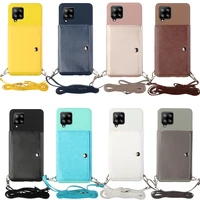 for samsung s8 s9 s10 s20 s21 note 8 9 10 20 plus ultra wallet phone case back stand cover shell long diagonal shoulder strap