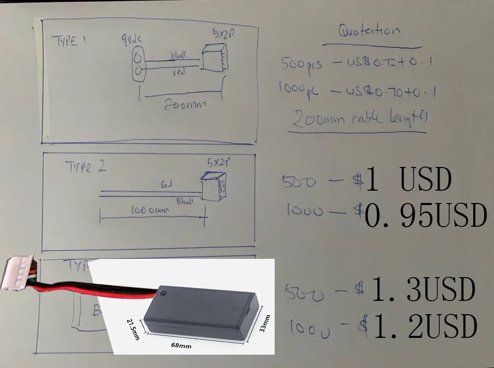 

20CM 1M 1000MM 26AWG PHD 5x2P head with 9vdc terminal box for 9vdc wire harness