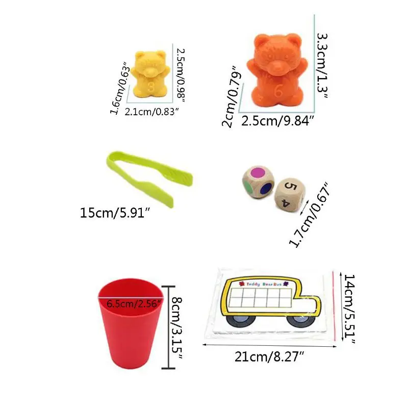 

110pcs Rainbow Counting/Sorting Bears with Matching Cups and Original Printed Activity Cards And Dice Set Color Sorting for