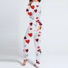 Женский Пижамный комбинезон на пуговицах, комбинезон с длинным рукавом и клапаном в форме сердца, ночная рубашка с принтом Пижама на День святого Валентина