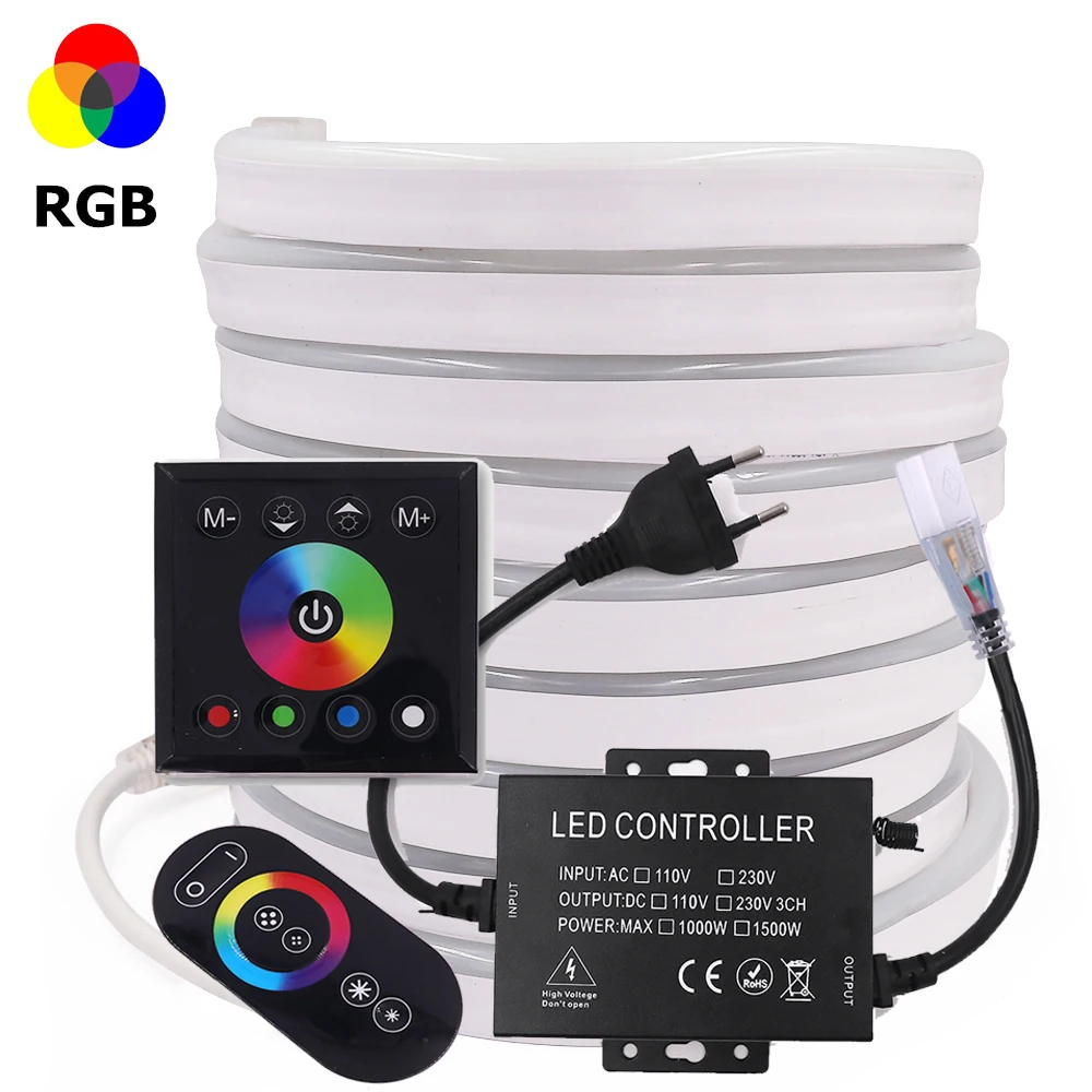 

RGB Neon Strip EU 220V 240V Waterproof White/Warm White 2835 5050 LED Strip Ribbon Flexible Tape LED Neon Sign Light Lamp