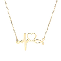 harong electrocardiogram pendant necklace chain fashion jewelry party doctor nurse ekg necklace women gift