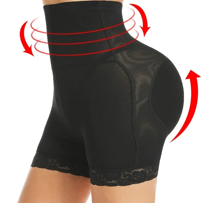 

Women High Waist Lace Butt Lifter Body Shaper Tummy Control Panties Pad Shorts Hip Enhancer Shapewear