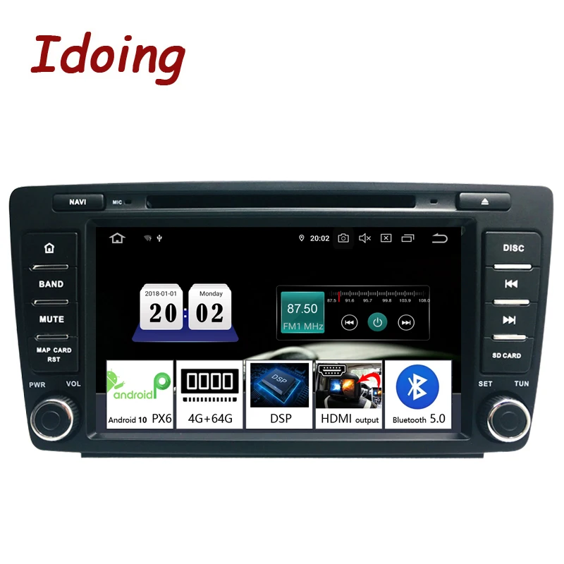 Idoing Android10 4G+64G Core 2Din DVD For Skoda Octavia 2 A5 2008-2013 Car Radio Multimedia Video Player Navigation GPS Head uni |