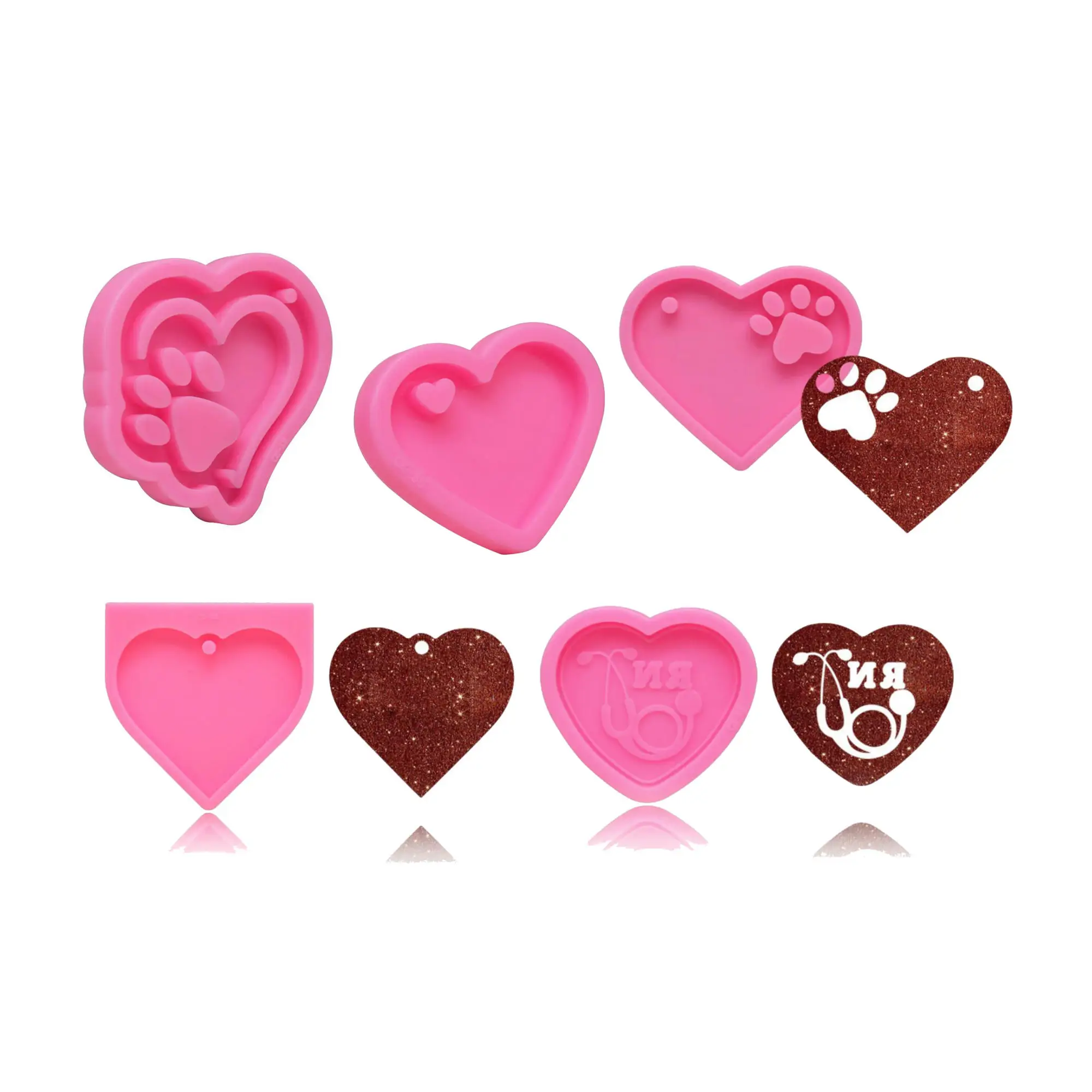 Подвески в форме сердца силиконовые формы сделай сам брелки из эпоксидной смолы