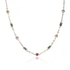 Разноцветные циркониевые камни HIBRIDE, круглые геометрические формы, кулон, ожерелье для женщин, многоцветная кристаллическая золотая цепочка-чокер, ожерелье для женщин P26