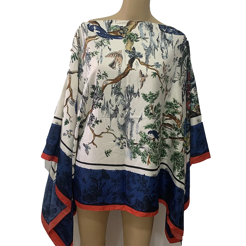 

Summer fashion printed silk material top size 130cm width x60cm length top African clothes for women