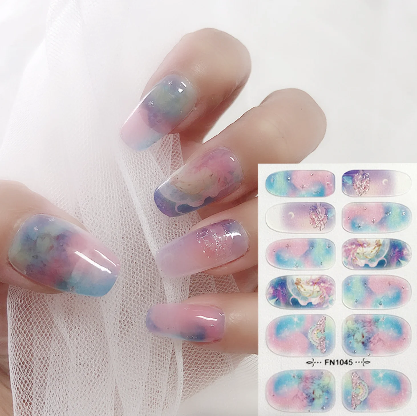 Japanese Anime Nail Polish Equipment Nail Stickers Set Nails Decorations Supplies Full Cover Press On Nails Adhesive Stickers