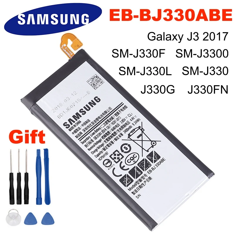Оригинальный аккумулятор SAMSUNG EB-BJ330ABE 2400 мАч для Samsung Galaxy J3 2017 SM-J330 J3300 SM-J3300 SM-J330F J330FN