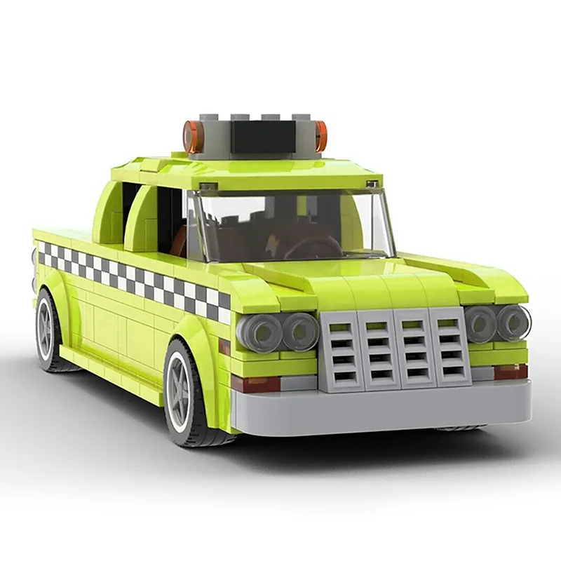 

MOC Transportation Road Racing Building Blocks Citys Green Taxi Toys Racing Bricks DIY Educational Toys For Children Boy Gifts