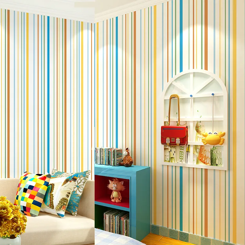 

beibehang Fashion modern minimalist British style vertical stripes wallpaper Mediterranean children's room bedroom wallpaper