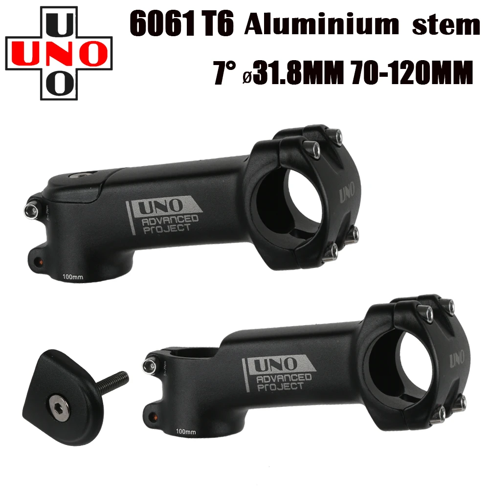 

UNO Bike Stem Square Stem with Cover 3D Forged Fork 7 Degree 28.6x31.8mm 70/80/90/100/110/120mm Mountain MTB Bicycle Kalloy