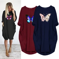 butterfly dresses for women kawaii heart shape print autumn clothes long sleeve loose dress black spring homewear