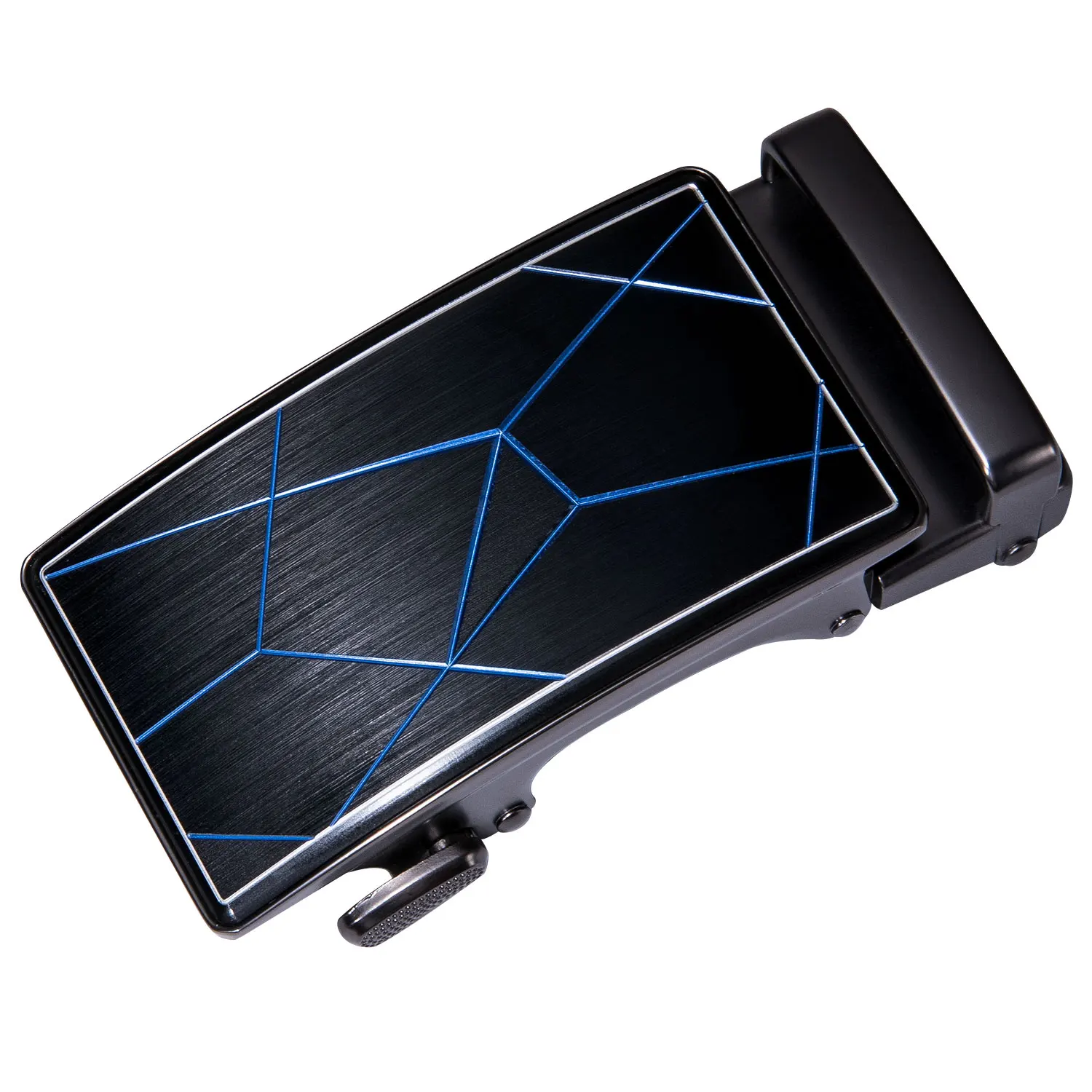 Брендовый мужской ремень Hi Tie роскошный синий из натуральной воловьей кожи с