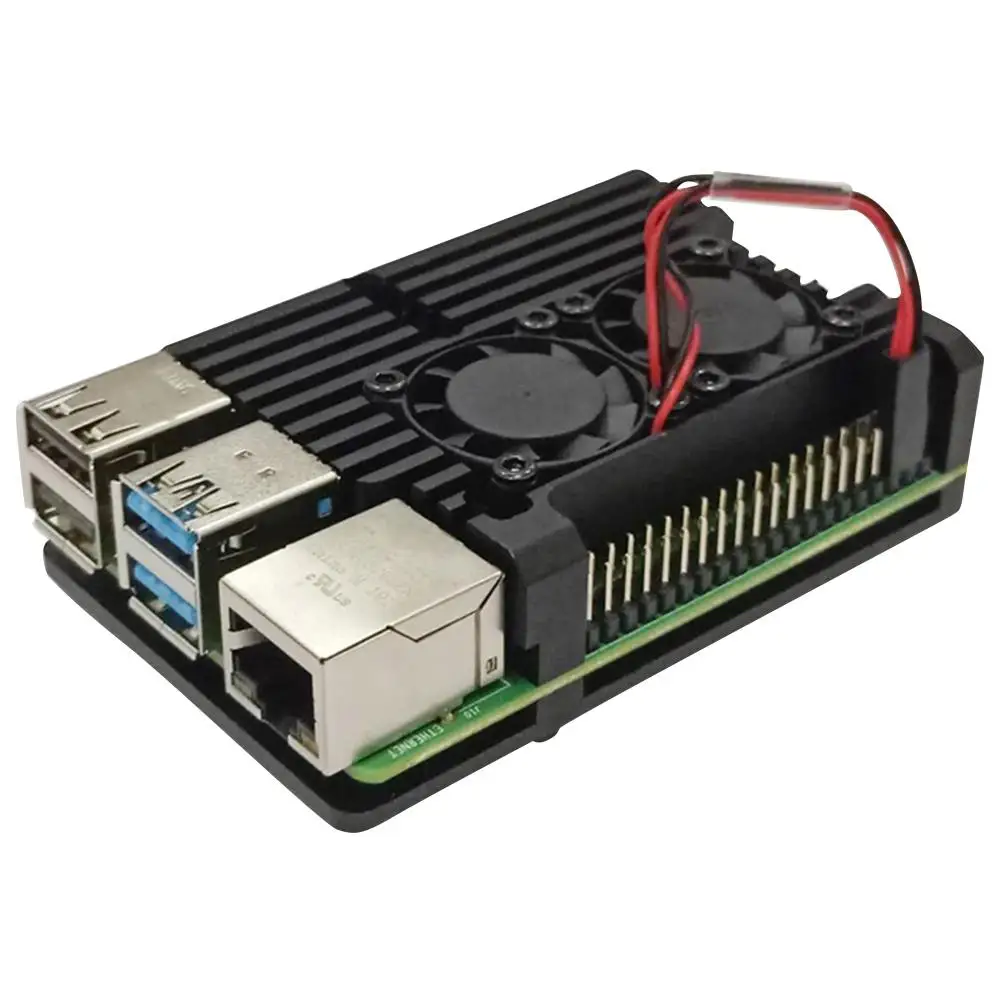 Чехол с тепловым охлаждением алюминиевый корпус для Raspberry Pi 4 вентилятором