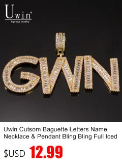 Uwin Cutsom багет буквы имя ожерелье и кулон Bling полный льдом роскошные циркония теннисные цепи хип-хоп ювелирные изделия