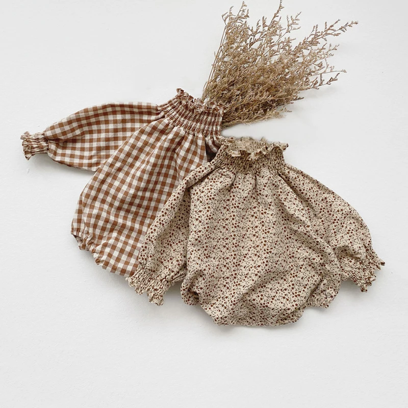 Детские комбинезоны принцессы для новорожденных Клетчатые топы девочек Милые