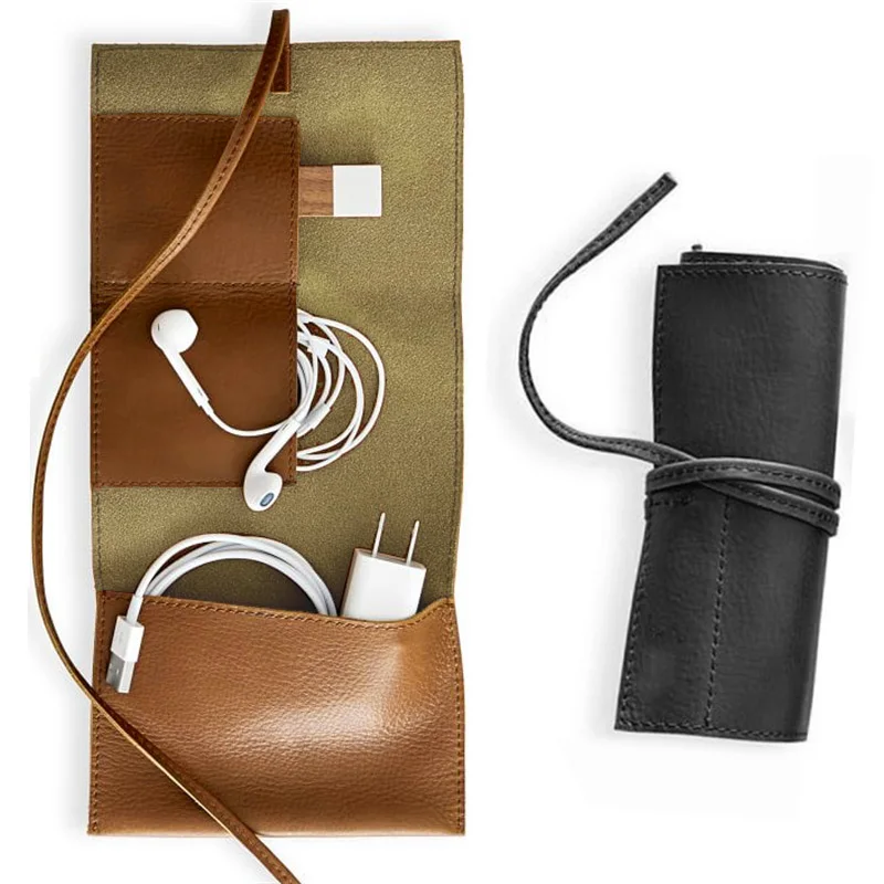

Cosplay Magician Therapist Roll Up Pouch Charger Cable Organizer Vintage USB Cord Bag Travel Earphone Sleeve For Phone Accessory