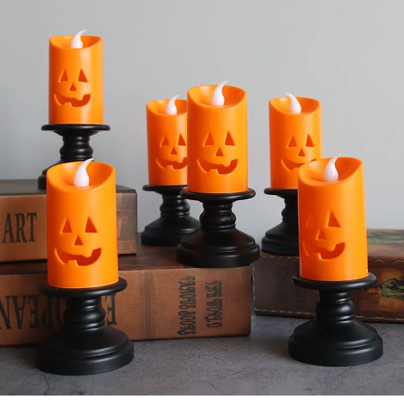 

Halloween Candle Light Led Colorful Candlestick Desktop Decoration Site Layout Props Ghost Festival Decoration Pumpkin Lamp