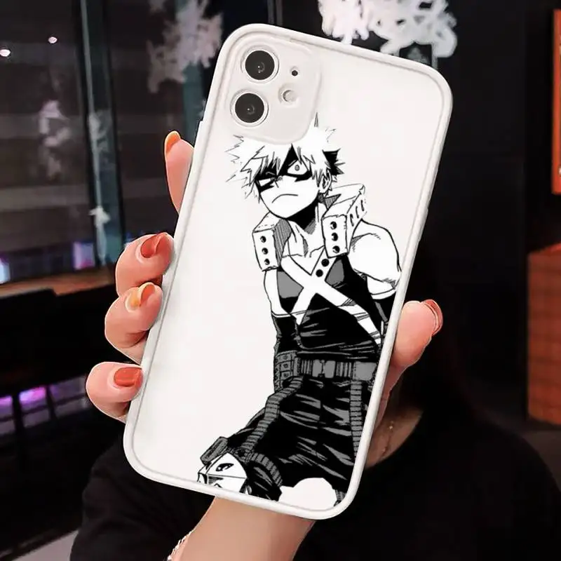 

Anime My Hero Academia deku bakugou Boku no Phone Case Matte transparent For White iPhone 12 Mini 11 Pro XR XS Max 7 8 Plus X