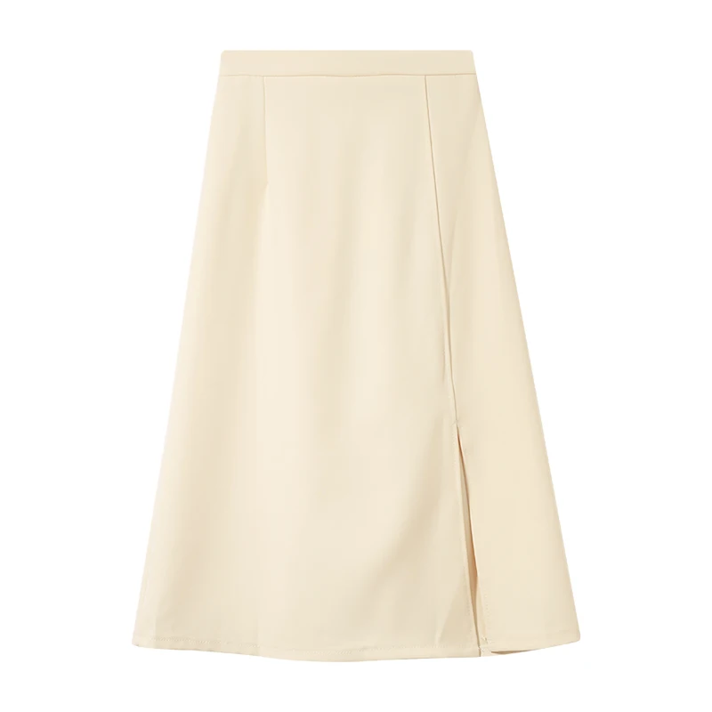 

Split skirt women's spring 2021 new temperament black skirt medium length high waist A-line thin hip skirt