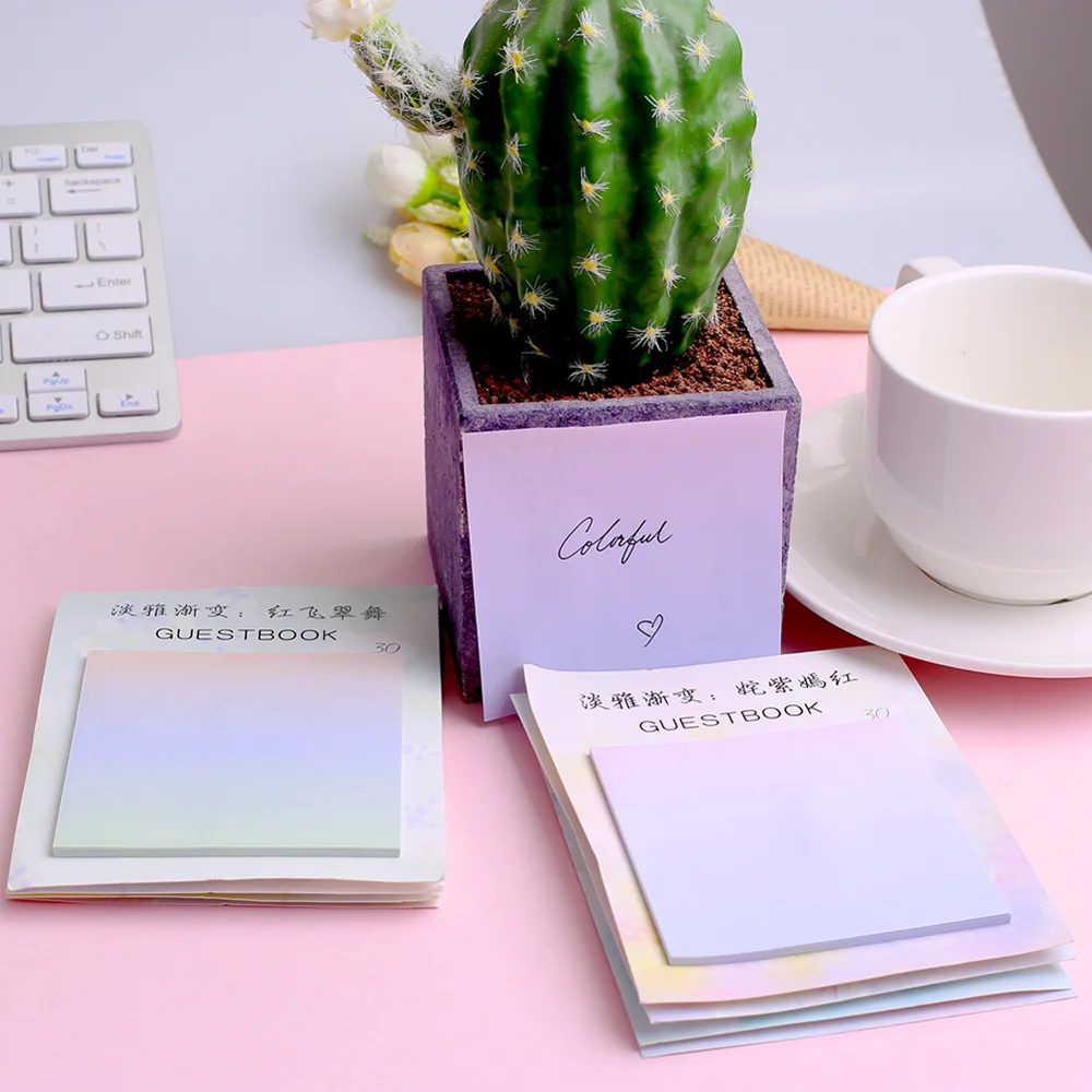 

Creative Kawaii Cute Memo Pad Gradient Post Blank Sticky Note School Office Accessory Decoration Study Supply Stationery Notepad